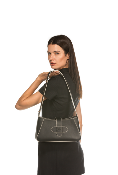 SONIA SHOULDER BAG - BLACK WHITE