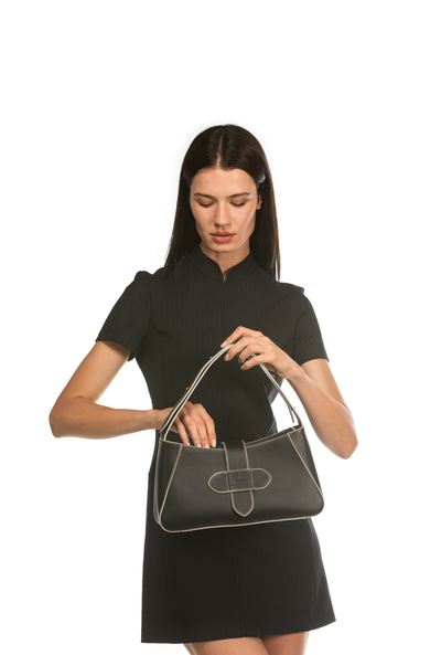 SONIA SHOULDER BAG - BLACK WHITE