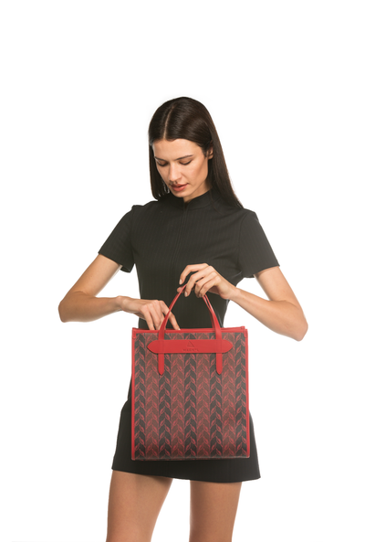 LEAF MONOGRAM - TOTE BAG MEDIUM - RED