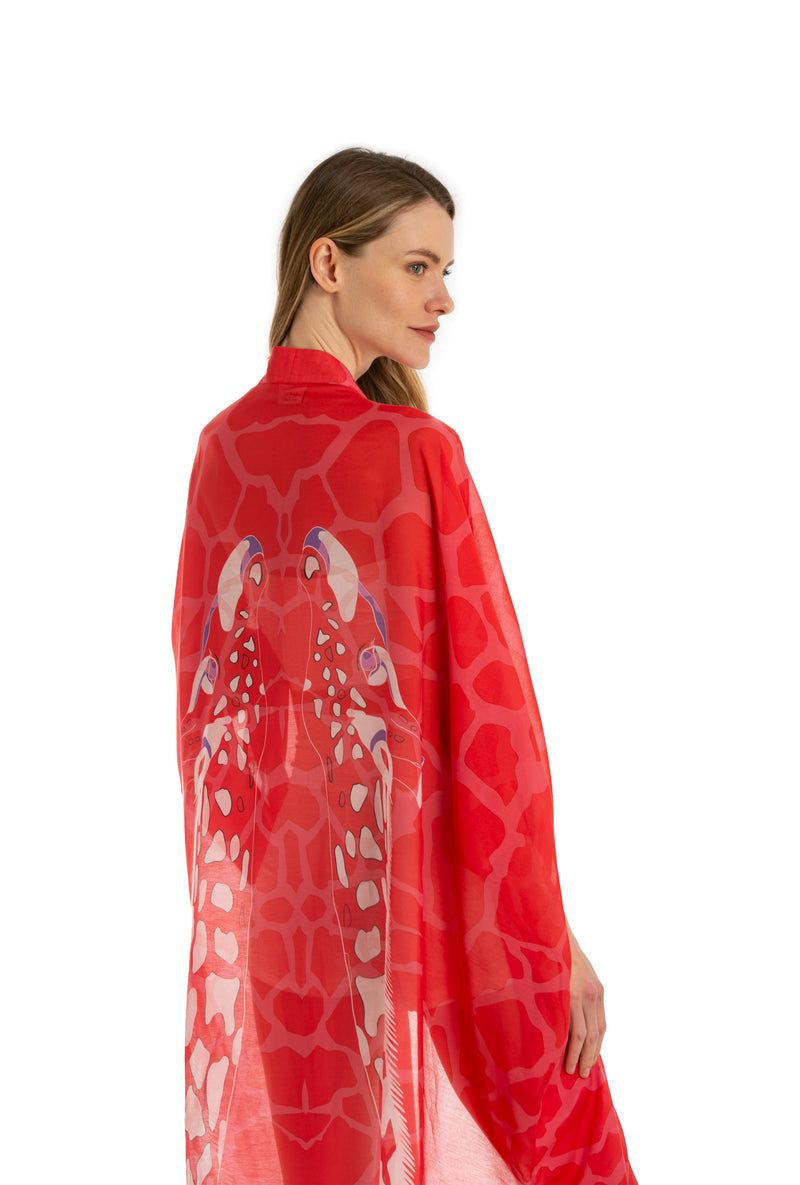 GIRA LAND - GIRAFFE KIMONO - CRIMSON