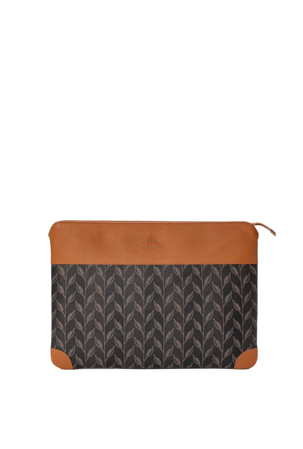 LEAF MONOGRAM IPAD CASE - DARK BROWN - CAMEL