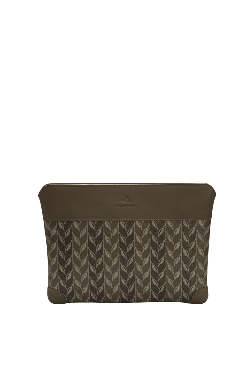 LEAF MONOGRAM IPAD CASE  - KHAKI GRAY