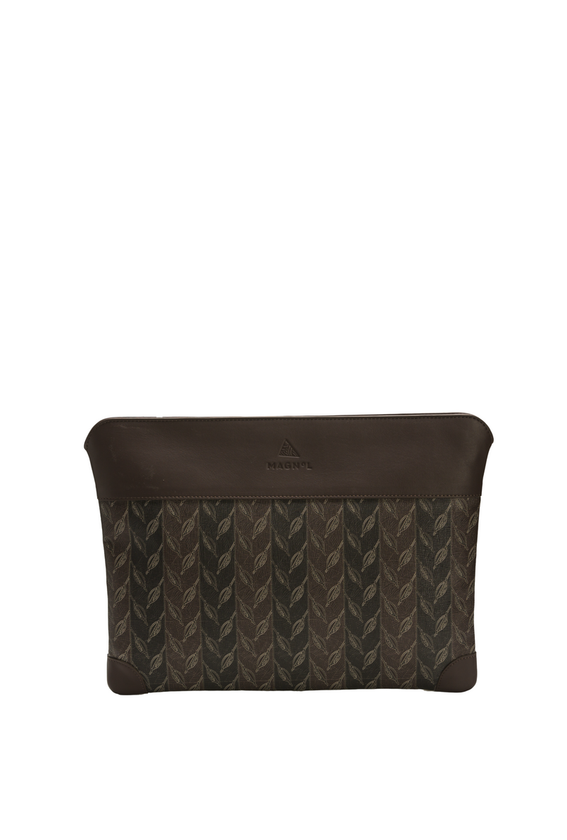 LEAF MONOGRAM IPAD CASE  - DARK BROWN